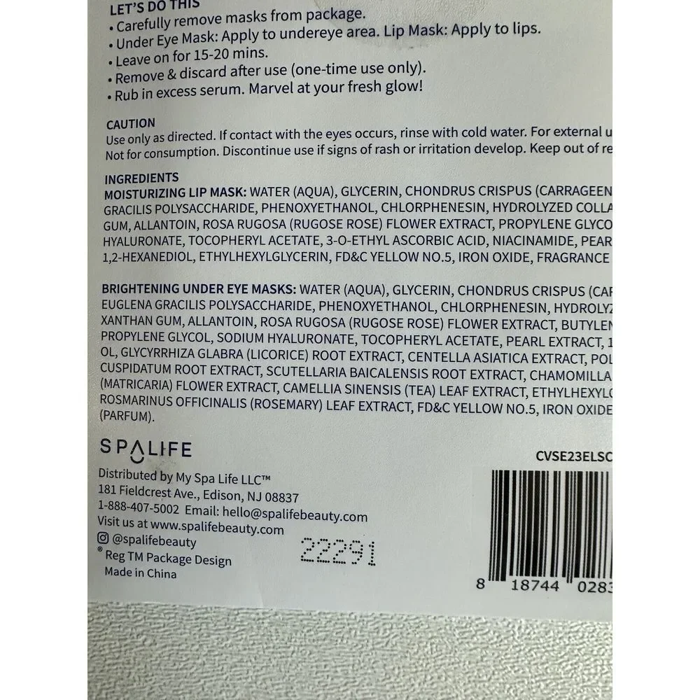 6x ‎ SpaLife Feelin Like A Spring Chick Lip & Under Eye Masks Duo New